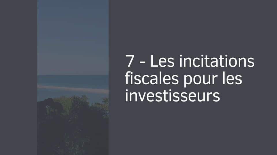 7 - Les incitations fiscales pour les investisseurs