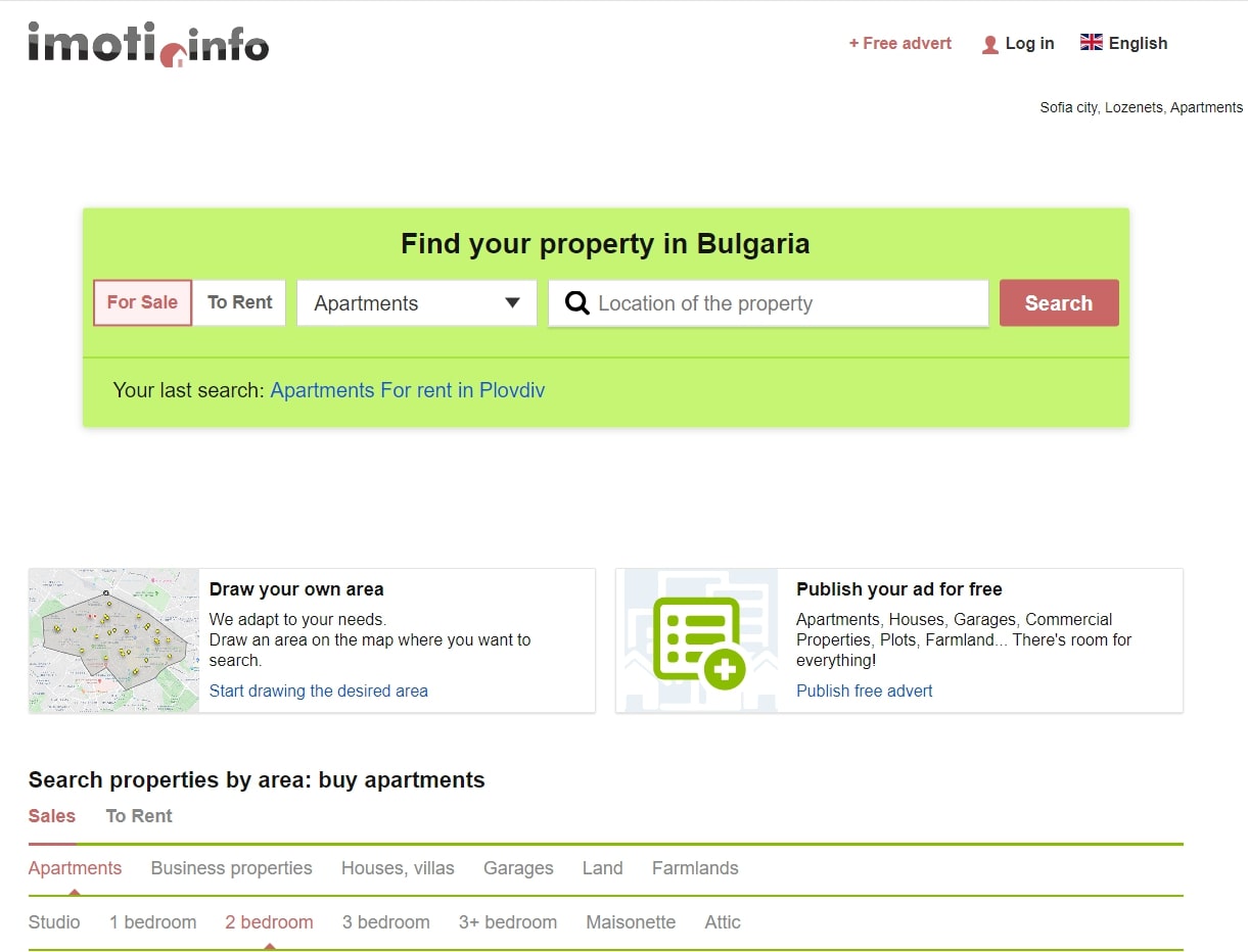 Site Web bulgare Imoti.info