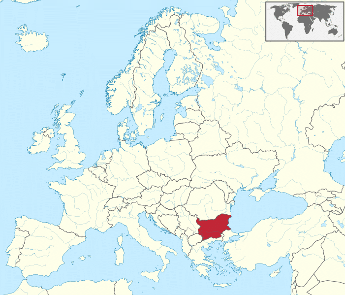 Carte de la Bulgarie en Europe