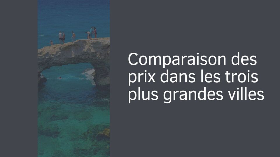 Comparaison des prix dans les trois plus grandes villes Comparaison des prix dans les trois plus grandes villes