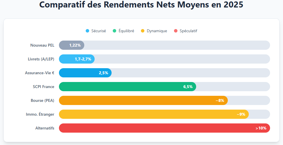 Comparatif du rendement net moyens du PEL Comparatif du rendement net moyens du PEL