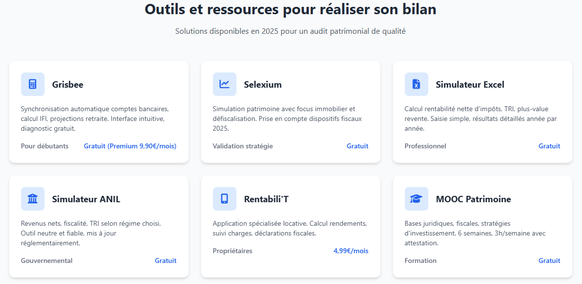 Outils du bilan patrimonial Outils du bilan patrimonial