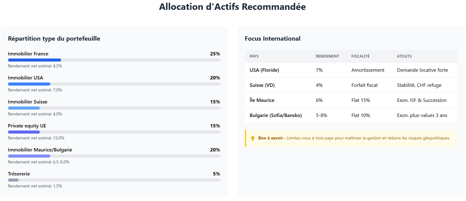 Les allocations d'actifs recommandées Les allocations d'actifs recommandées