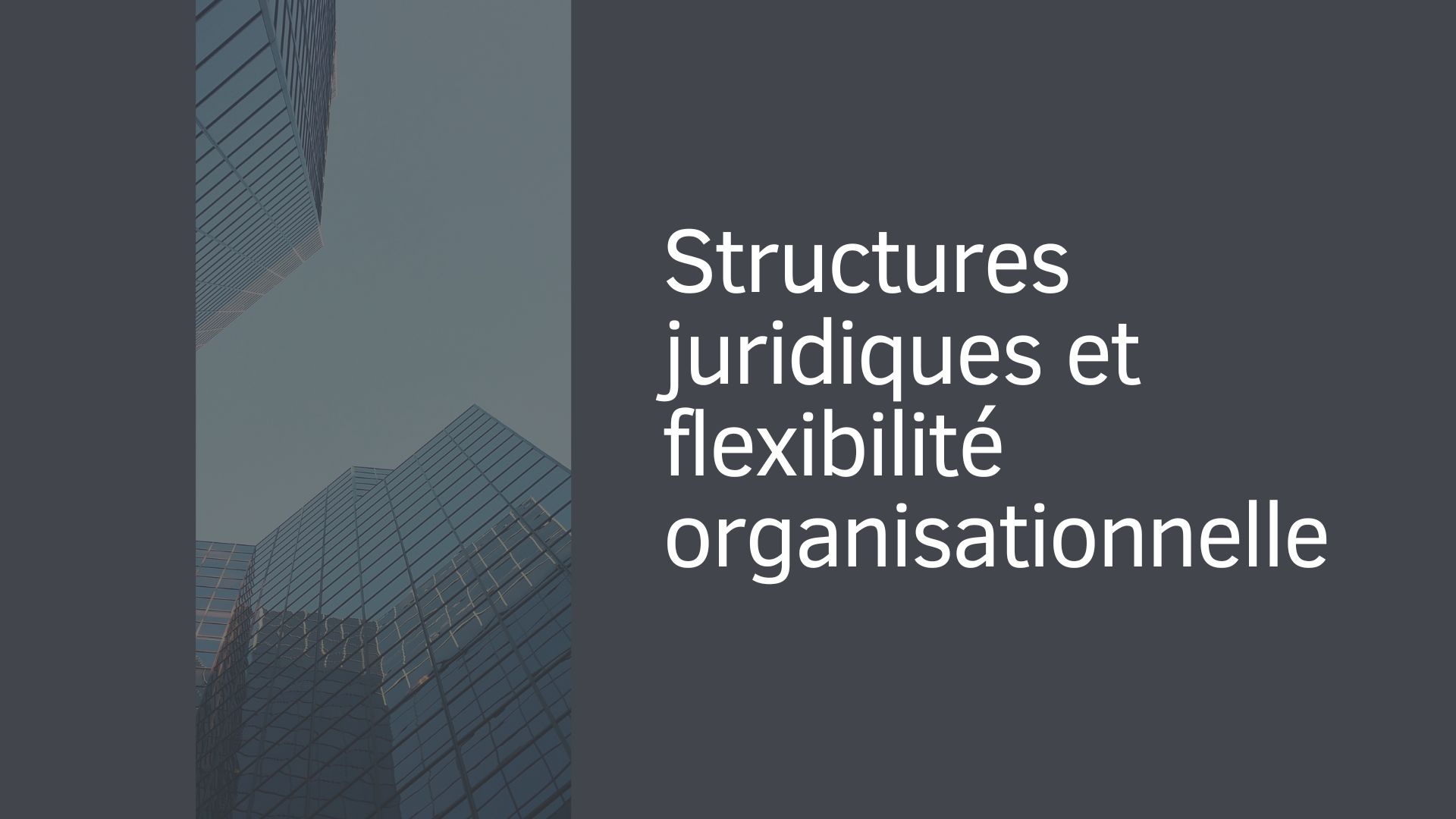Structures juridiques et flexibilité organisationnelle Structures juridiques et flexibilité organisationnelle