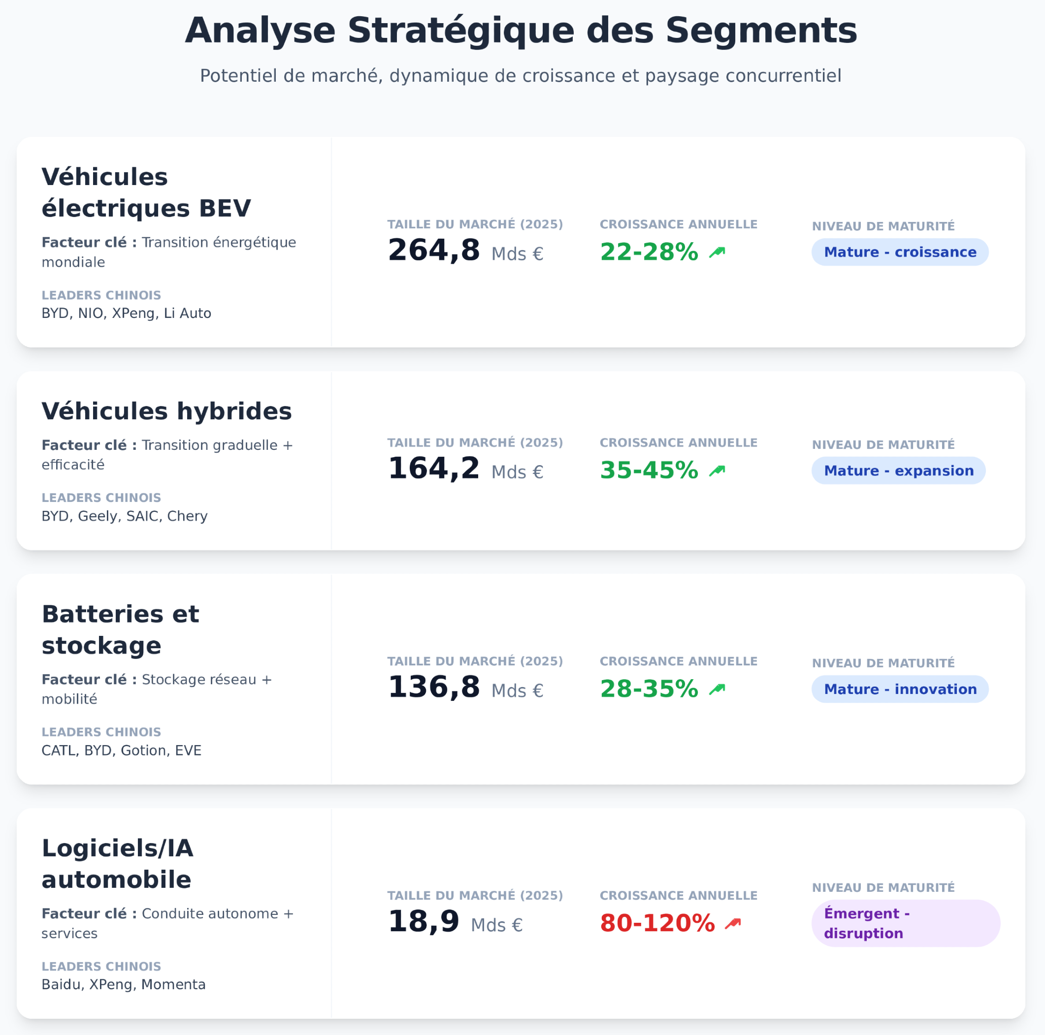 Analyse stratégique des segments Analyse stratégique des segments