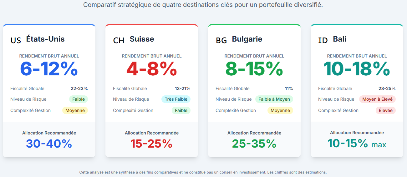 Comparatif stratégique de quatre destinations clés pour un portefeuille diversifié Comparatif stratégique de quatre destinations clés pour un portefeuille diversifié