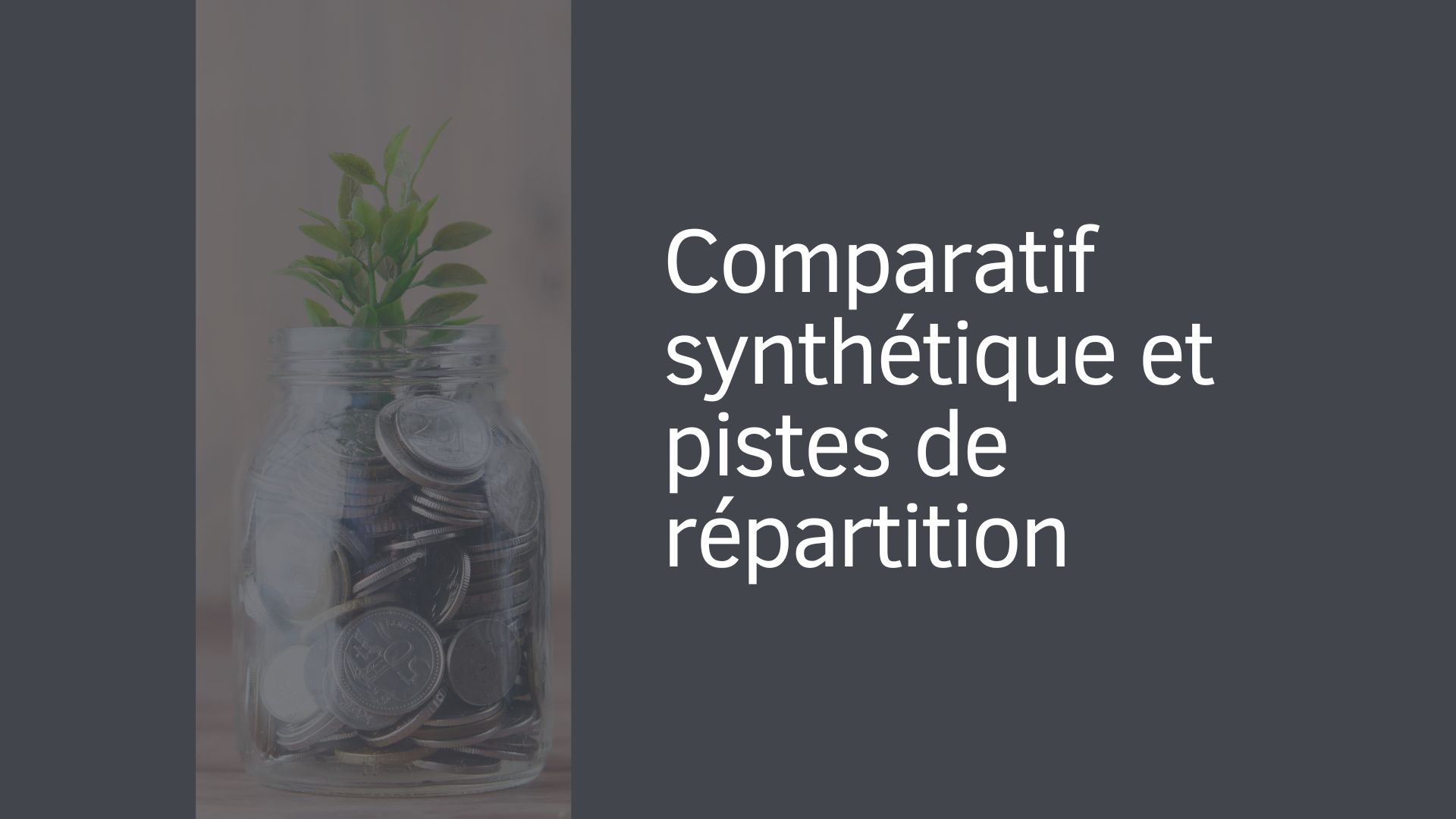 Comparatif synthétique et pistes de répartition Comparatif synthétique et pistes de répartition