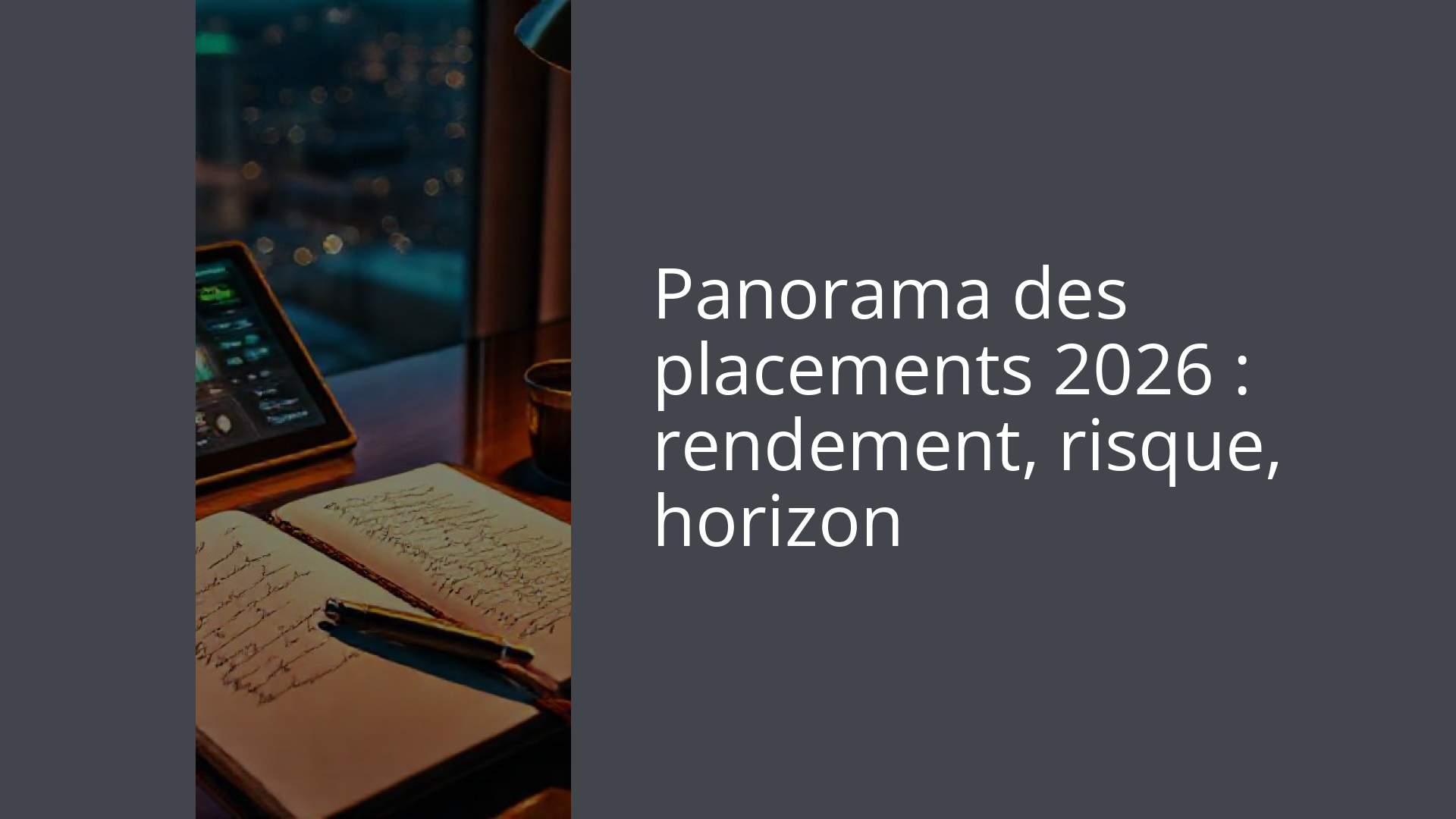 Panorama des placements 2026 : rendement, risque, horizon
