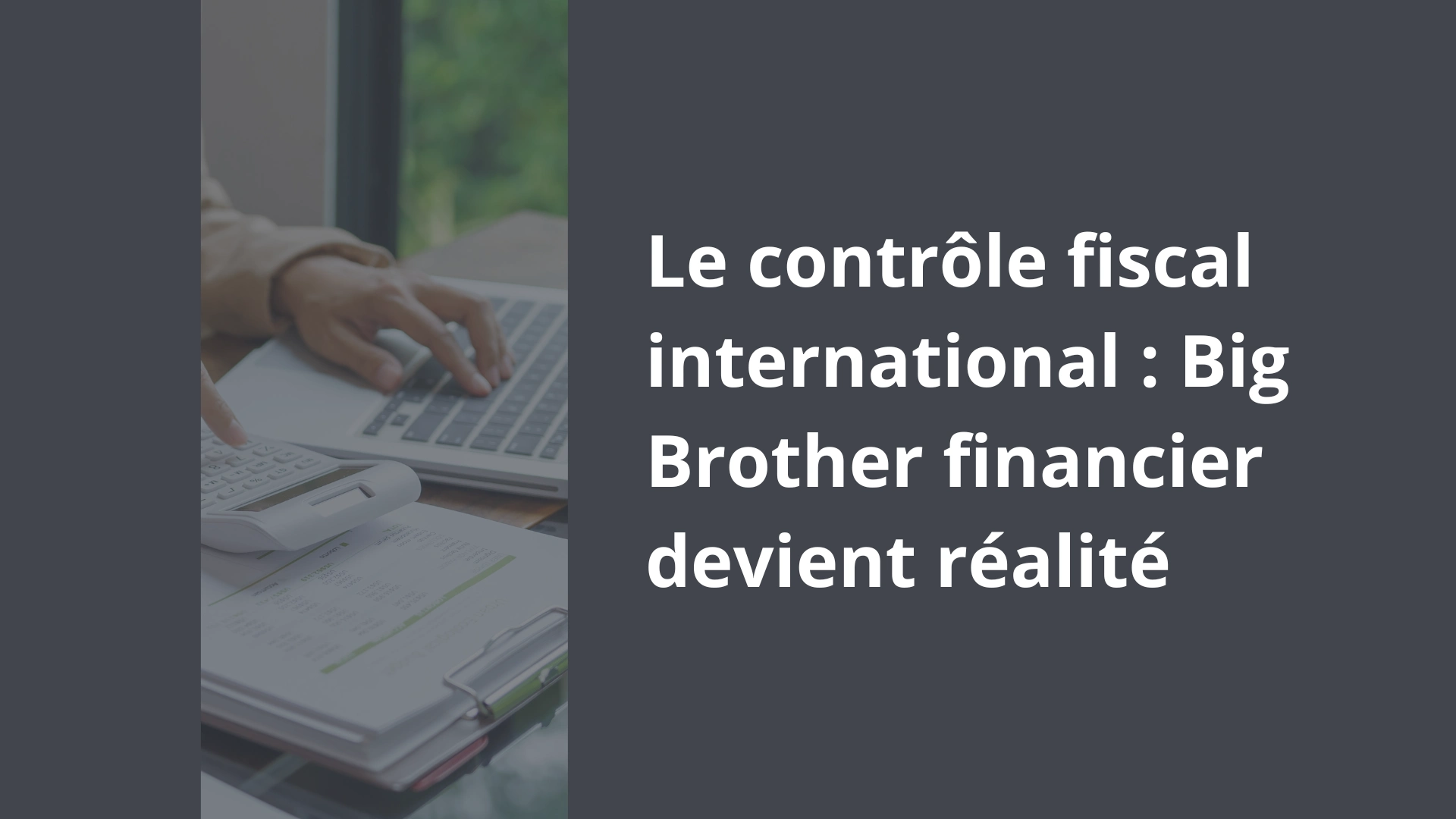 Le contrôle fiscal international _ Big Brother financier devient réalité