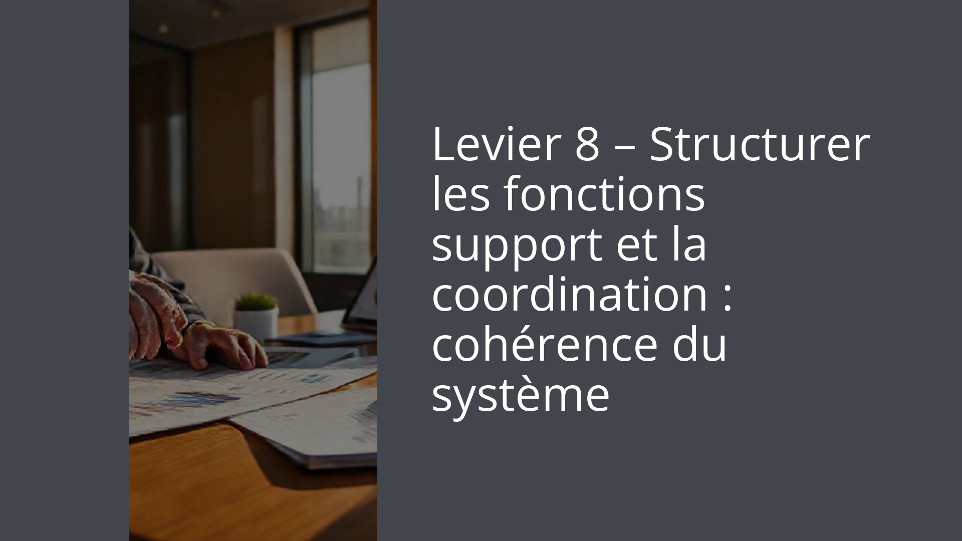 Levier 8 – Structurer les fonctions support et la coordination : cohérence du système