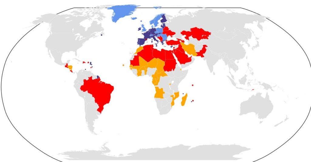 Carte IBAN dans le monde