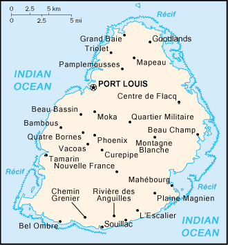 Carte de l'île Maurice