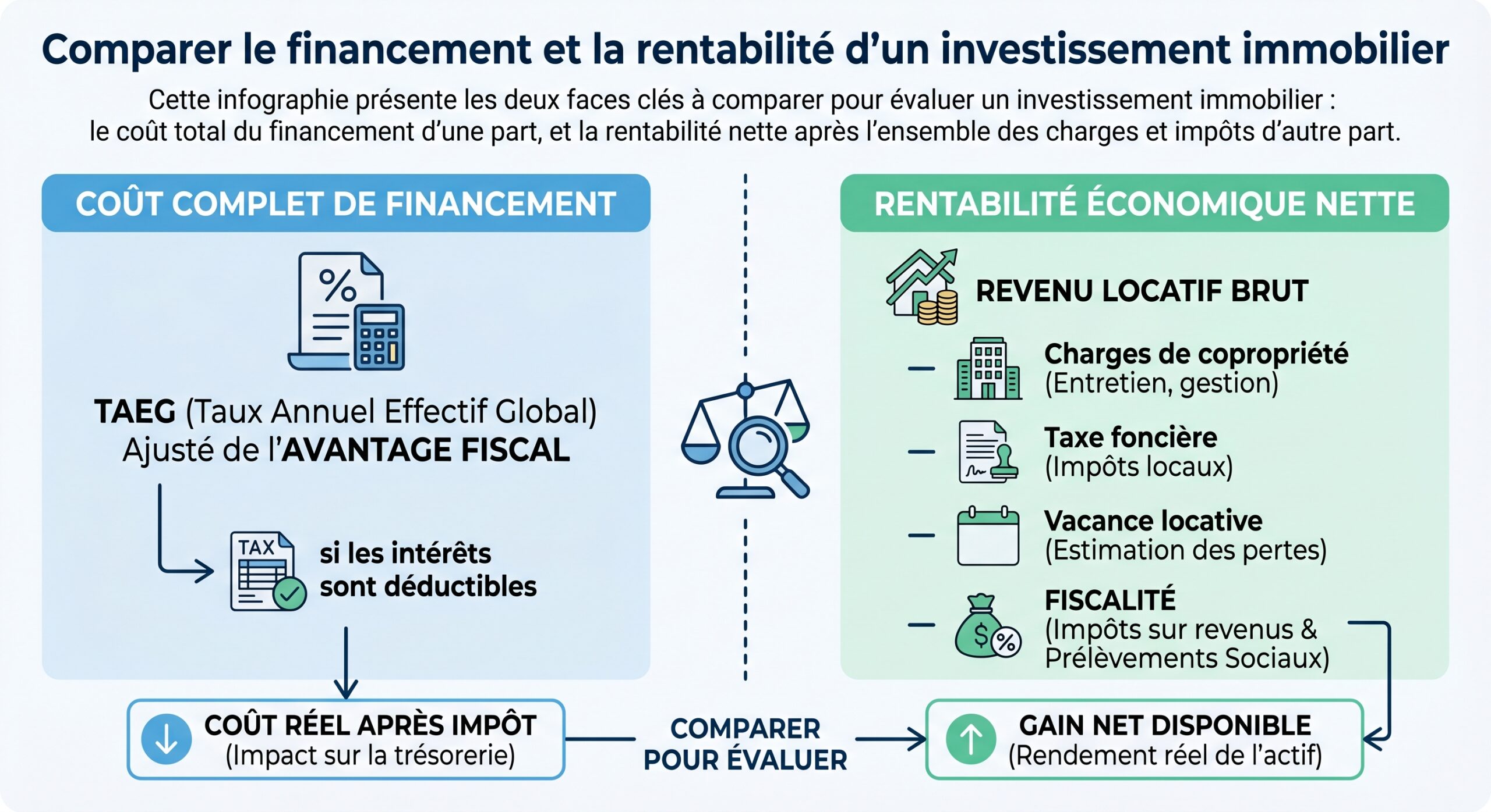 Comparer le financement et la rentabilité d'un investissement immobilier