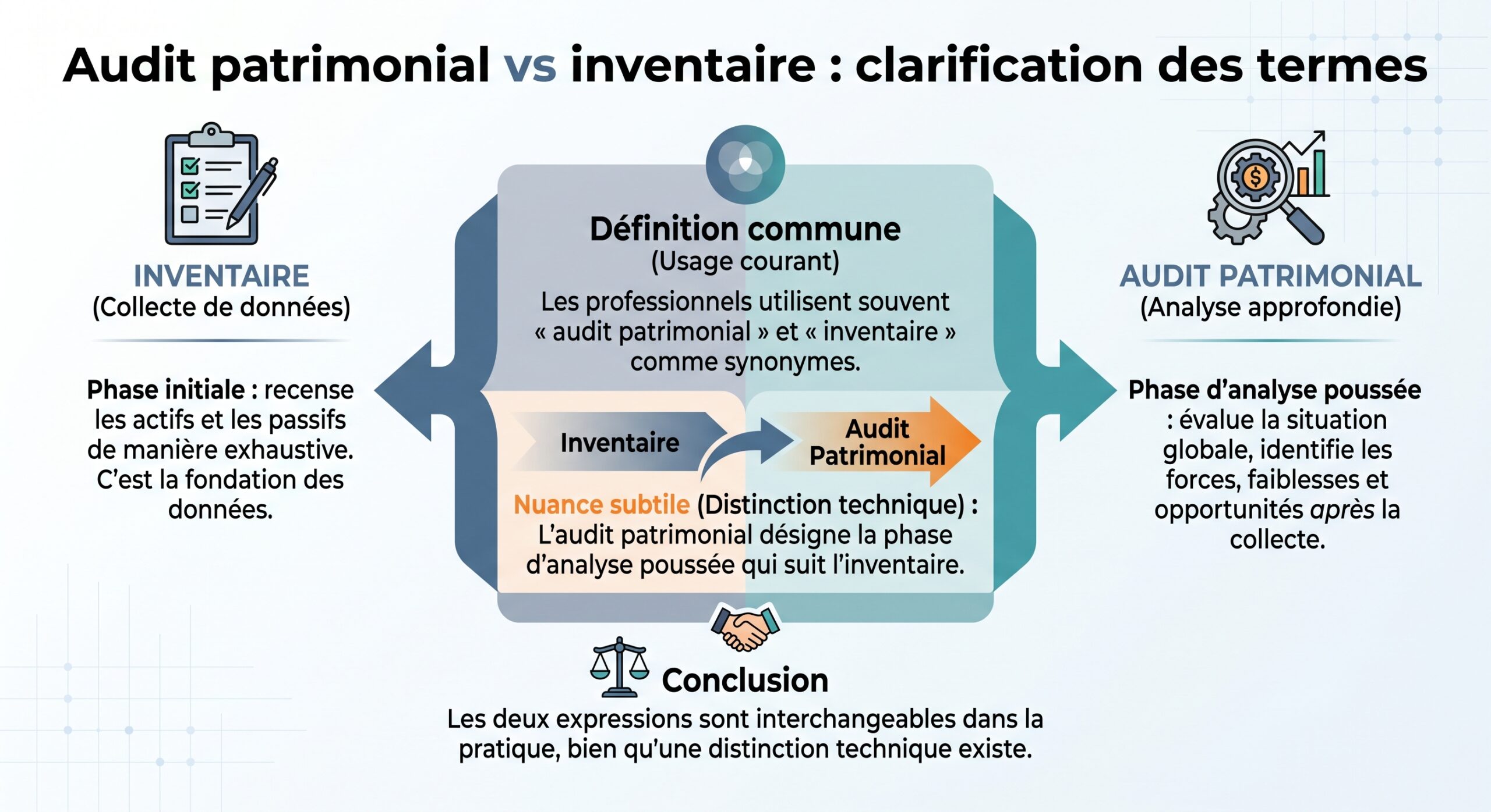 Audit patrimonial vs inventaire : clarification des termes