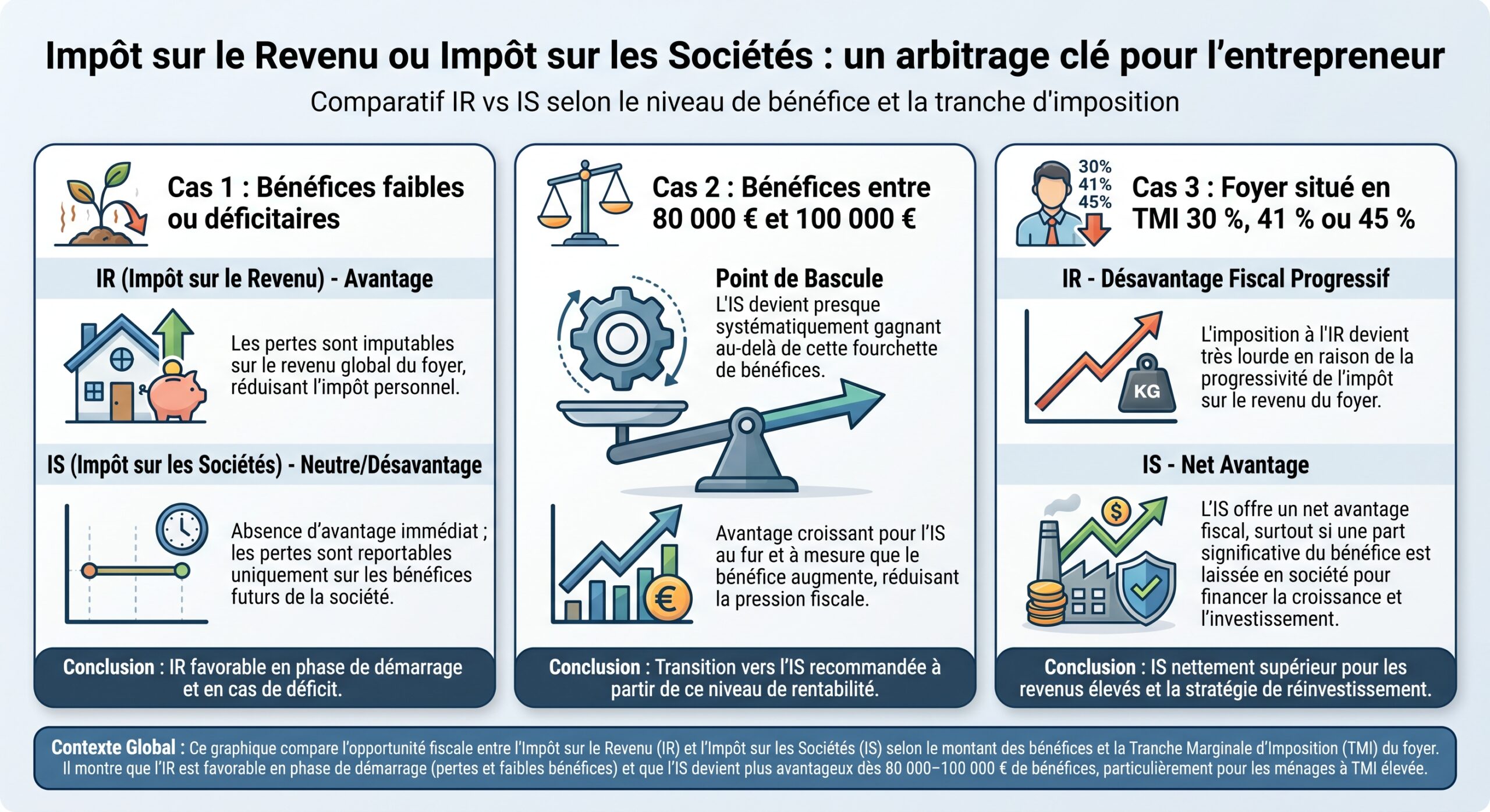 Impôt sur le Revenu ou Impôt sur les Sociétés : un arbitrage clé pour l'entrepreneur