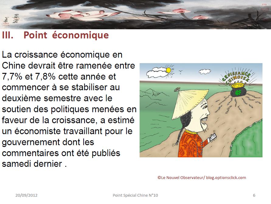 Point économique en Chine