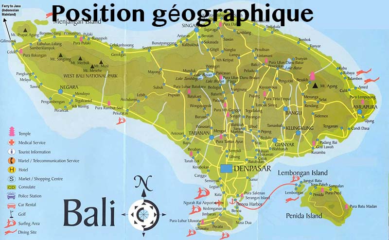 position géographique bali
