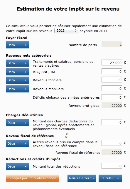 Simulation impôt