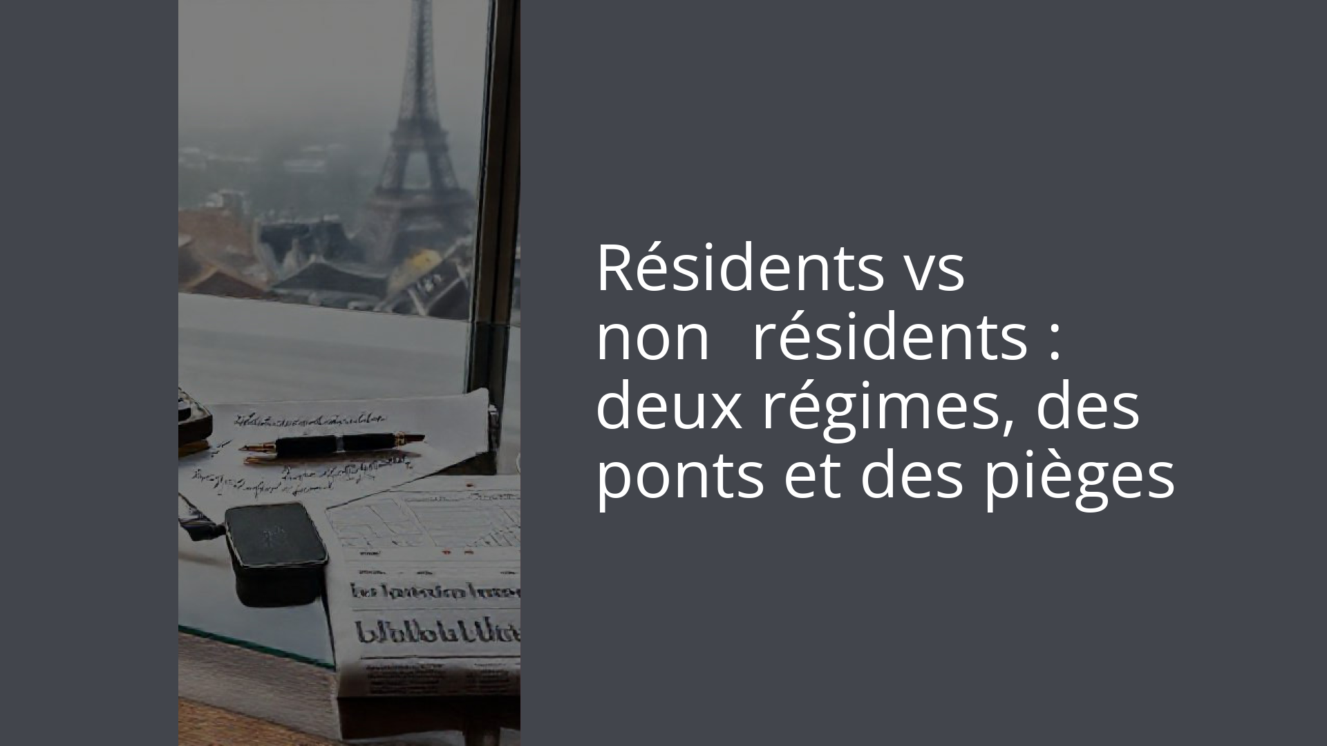 Résidents vs non‑résidents : deux régimes, des ponts et des pièges