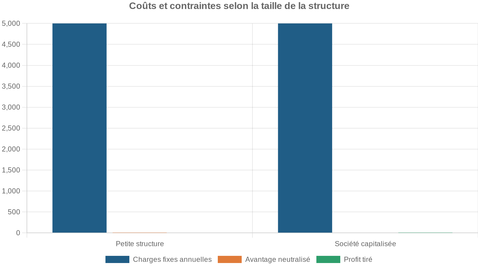 Coûts et contraintes selon la taille de la structure