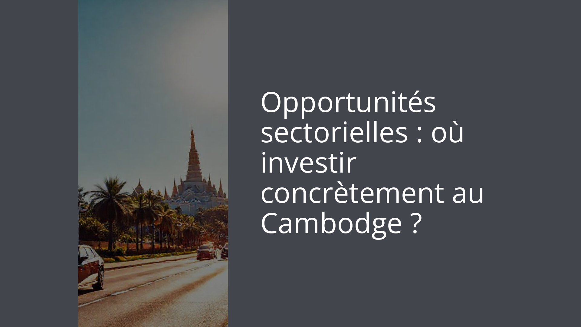 Opportunités sectorielles : où investir concrètement au Cambodge ?