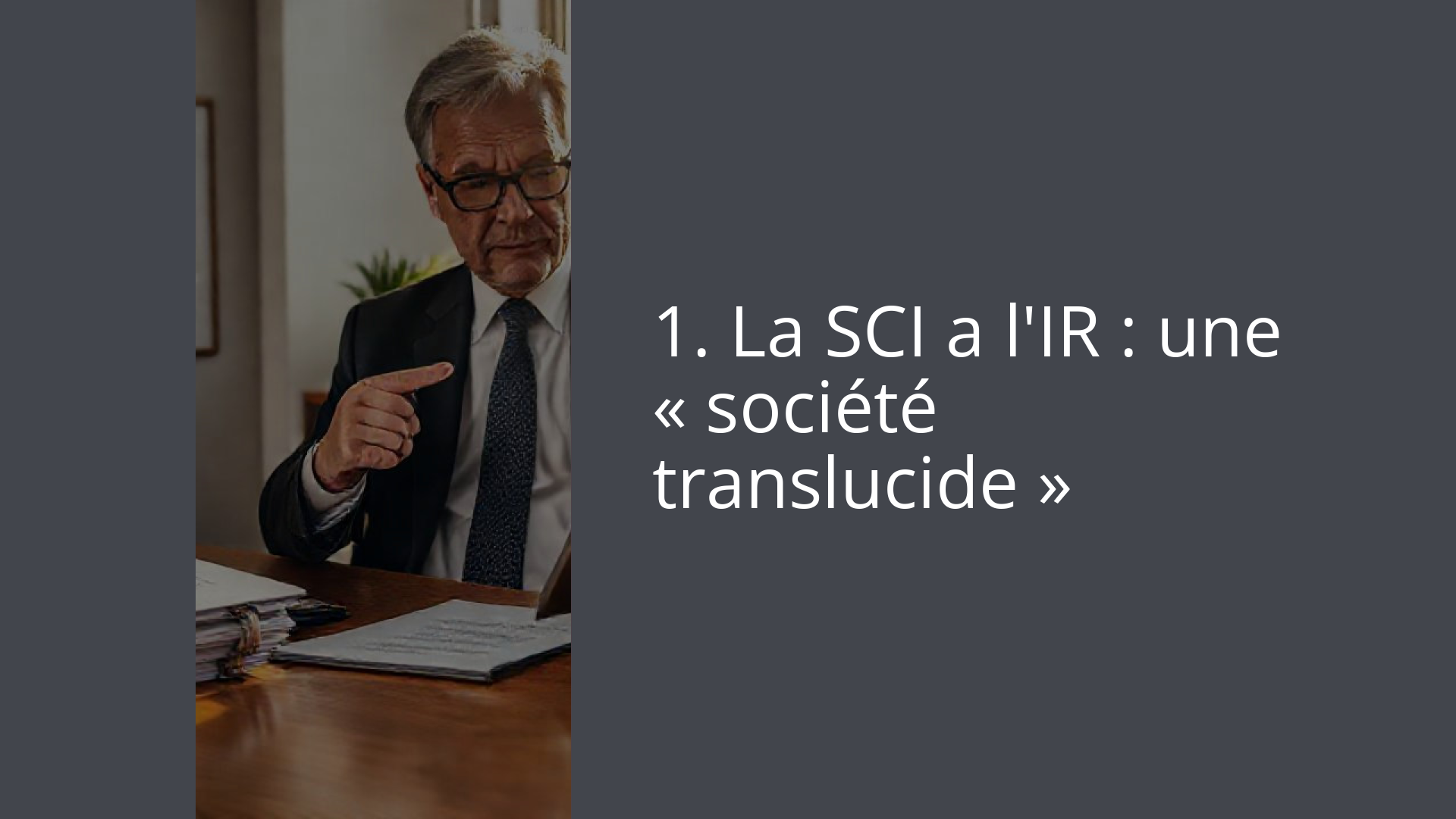 1. La SCI a l'IR : une « société translucide »