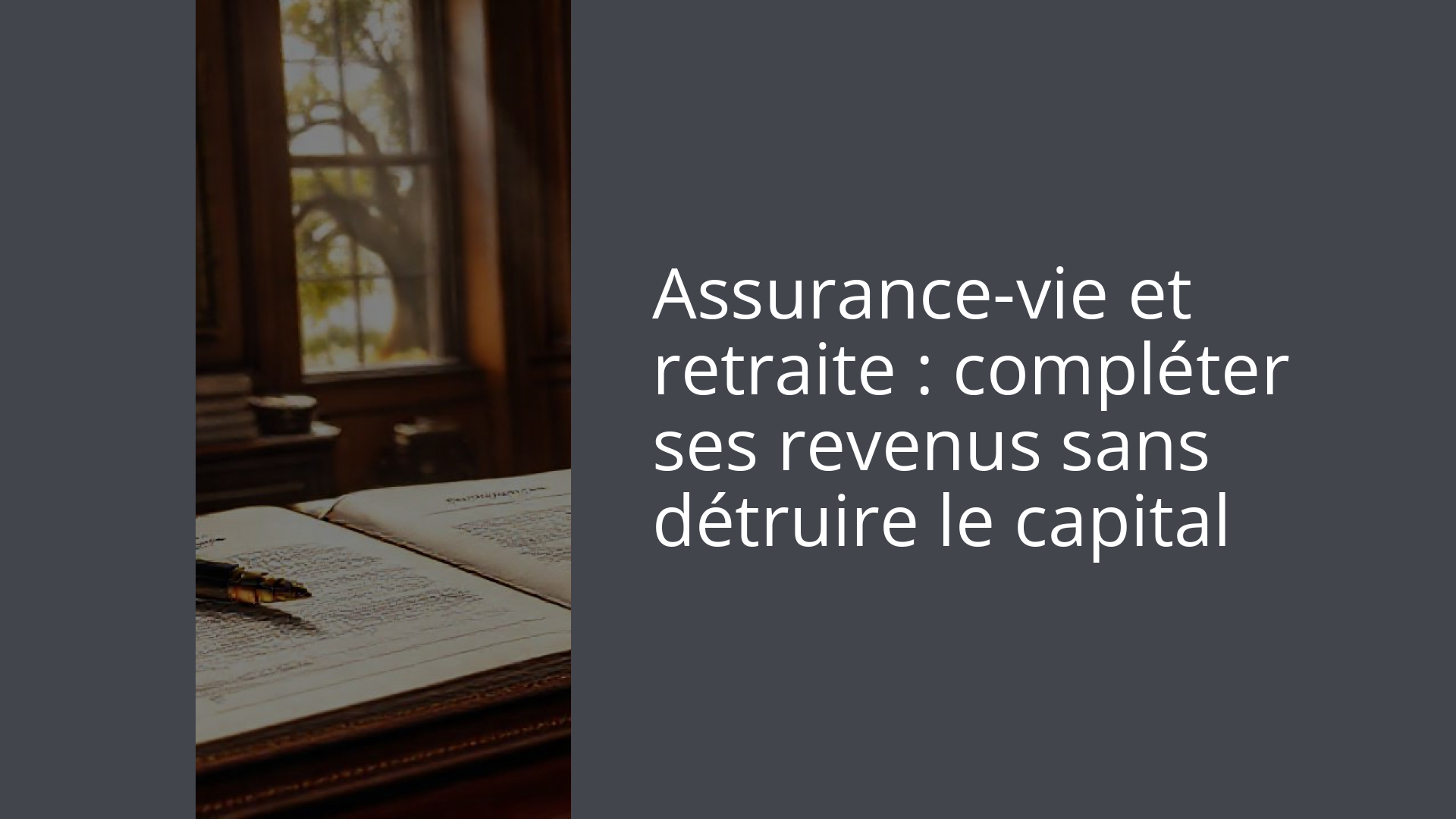Assurance-vie et retraite : compléter ses revenus sans détruire le capital