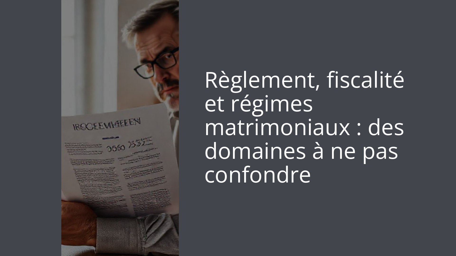 Règlement, fiscalité et régimes matrimoniaux : des domaines à ne pas confondre