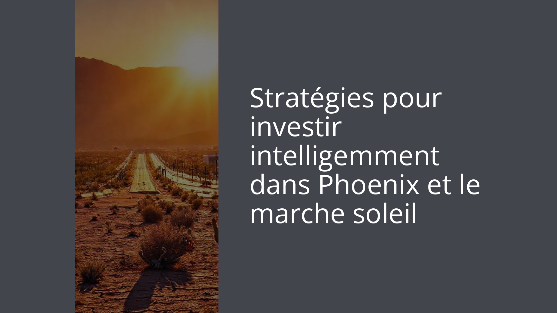 Stratégies pour investir intelligemment dans Phoenix et le marche soleil