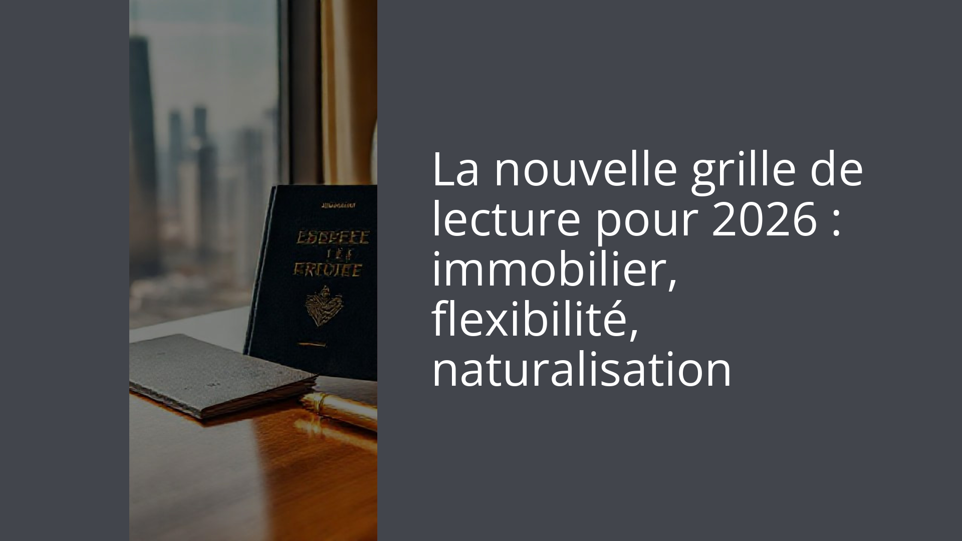La nouvelle grille de lecture pour 2026 : immobilier, flexibilité, naturalisation