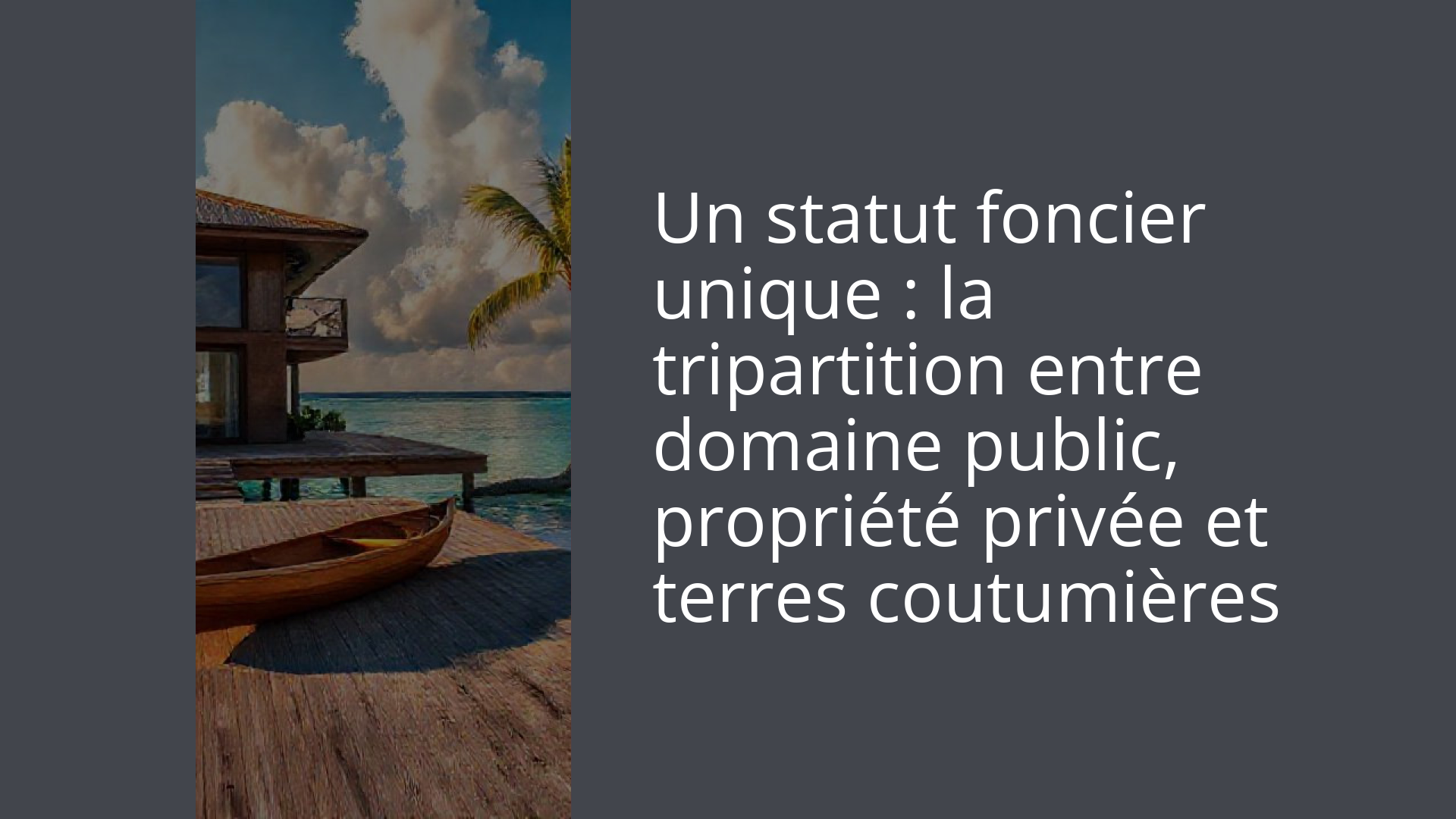 Un statut foncier unique : la tripartition entre domaine public, propriété privée et terres coutumières