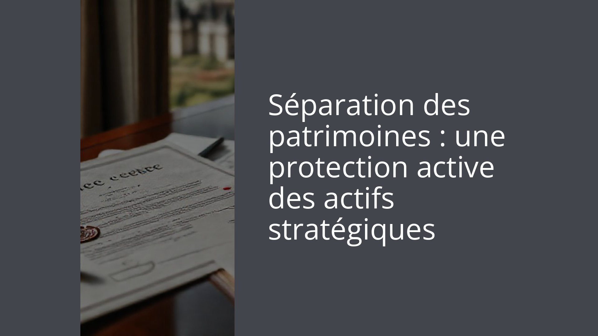 Séparation des patrimoines : une protection active des actifs stratégiques