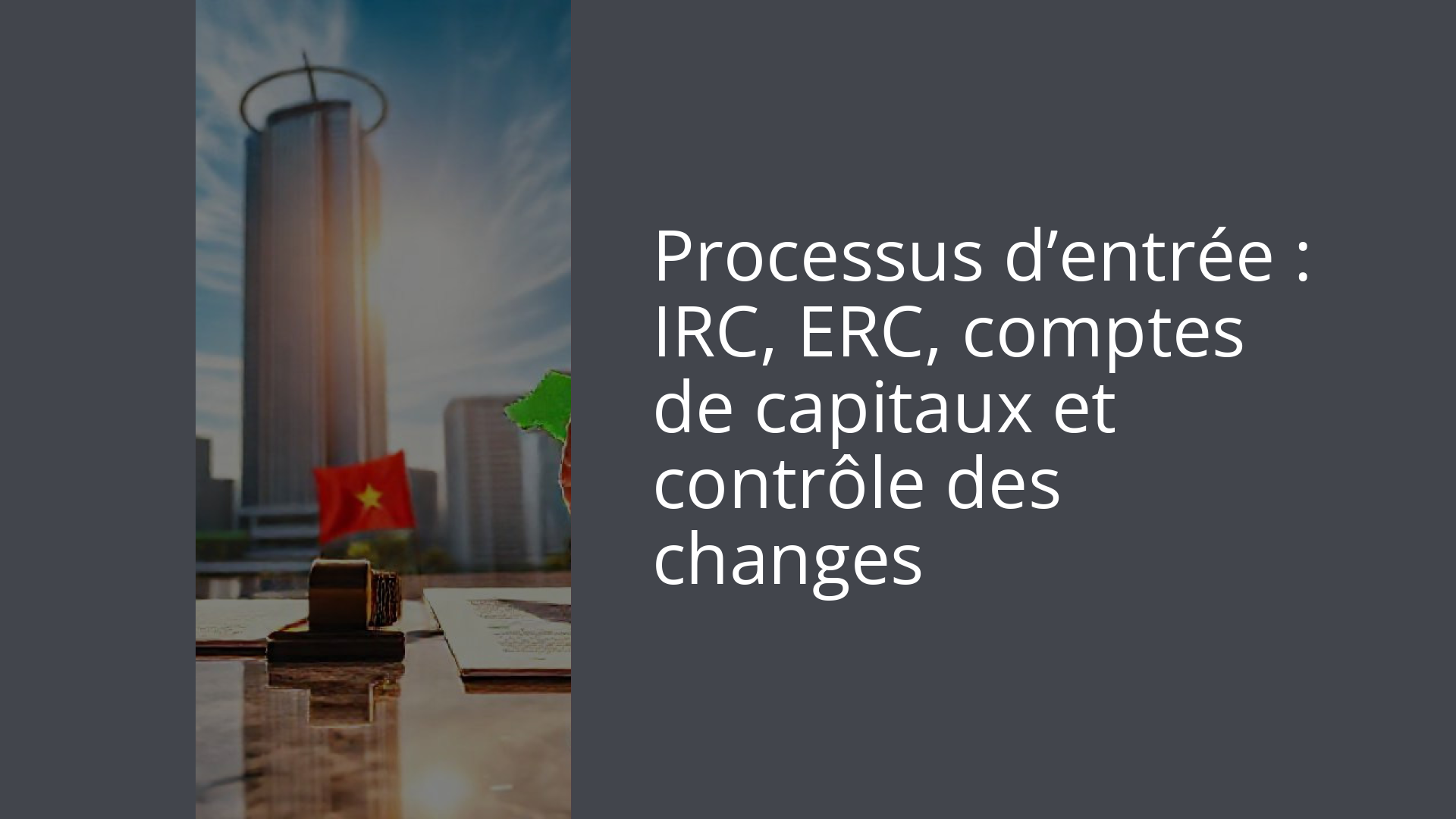 Processus d’entrée : IRC, ERC, comptes de capitaux et contrôle des changes