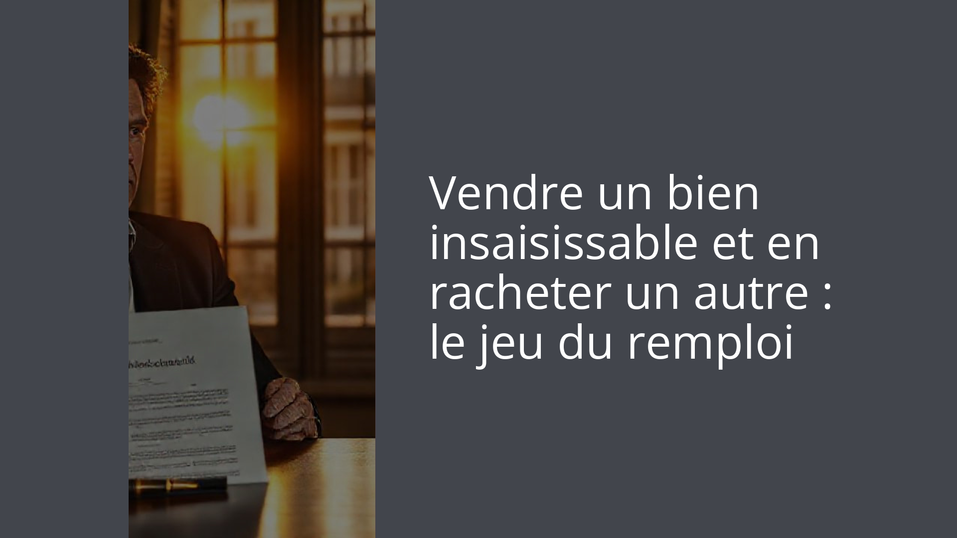 Vendre un bien insaisissable et en racheter un autre : le jeu du remploi