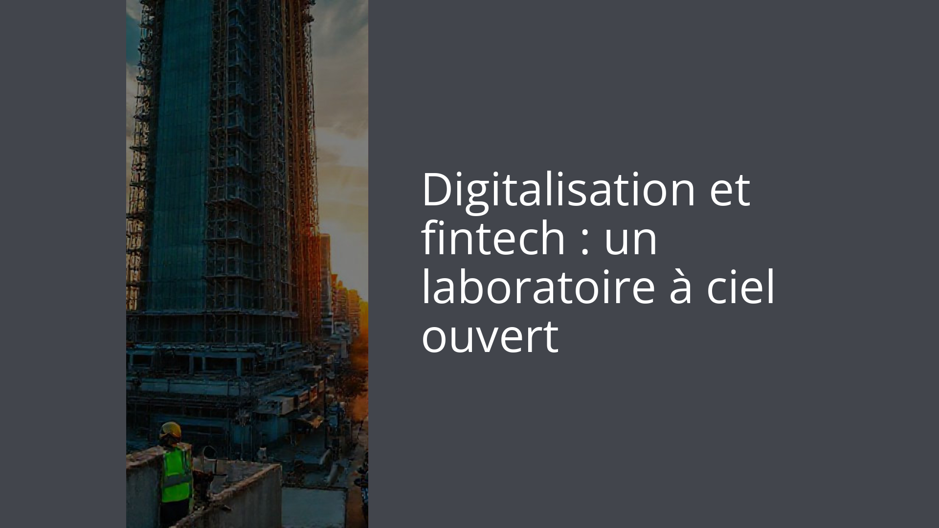 Digitalisation et fintech : un laboratoire à ciel ouvert