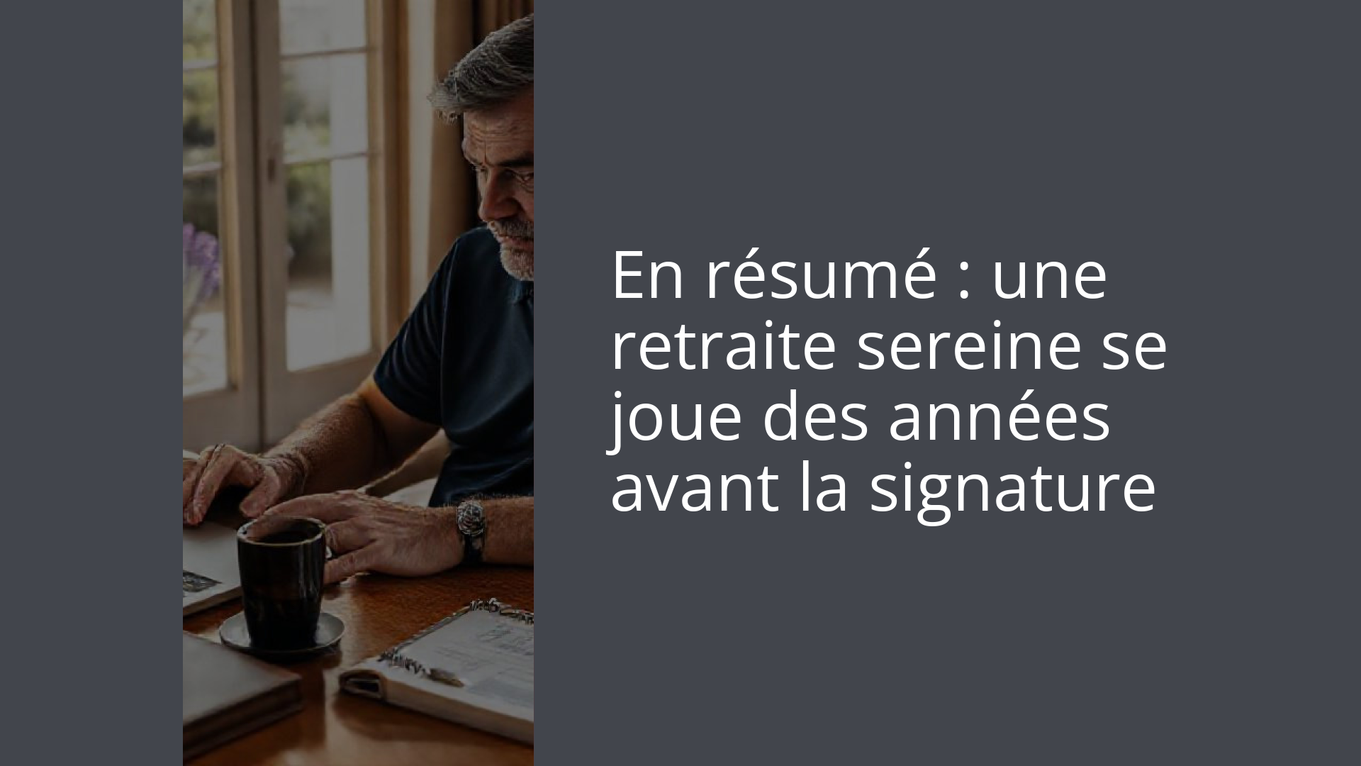 En résumé : une retraite sereine se joue des années avant la signature