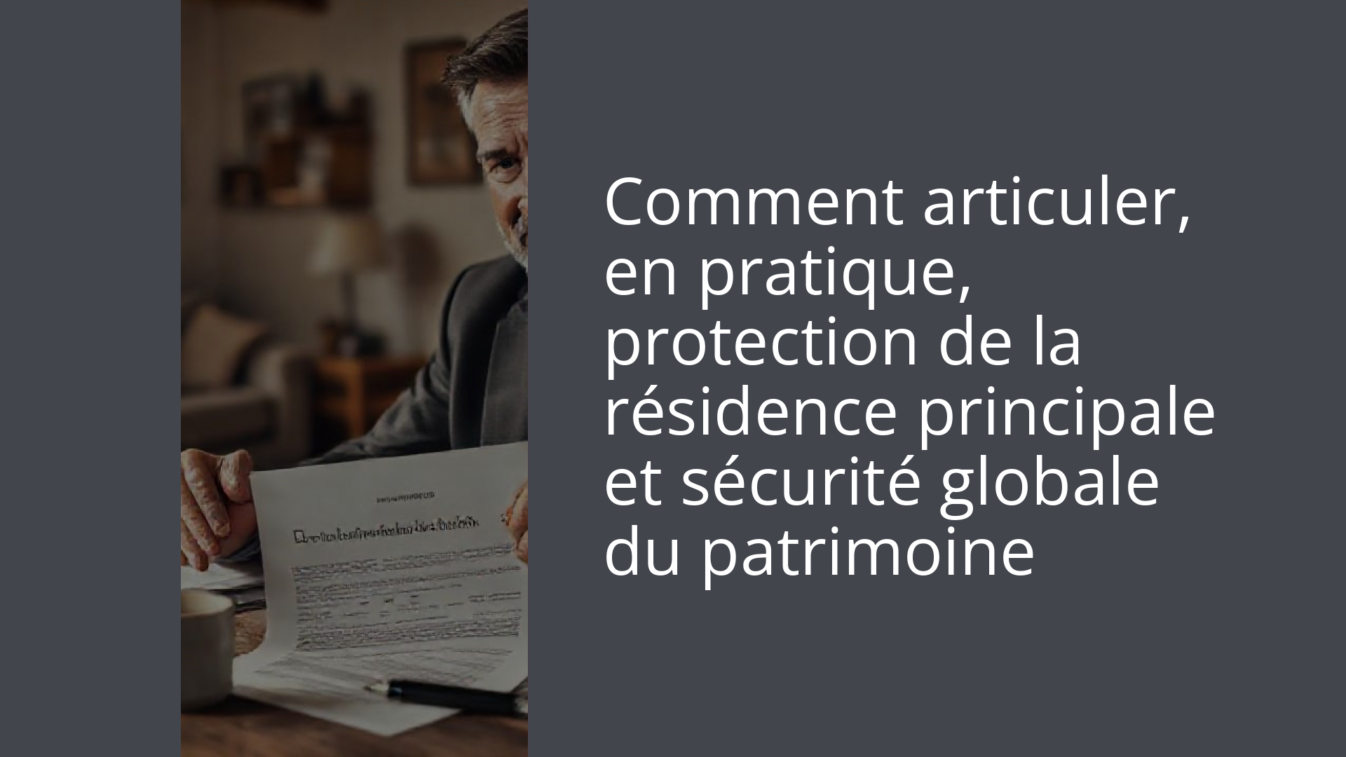 Comment articuler, en pratique, protection de la résidence principale et sécurité globale du patrimoine