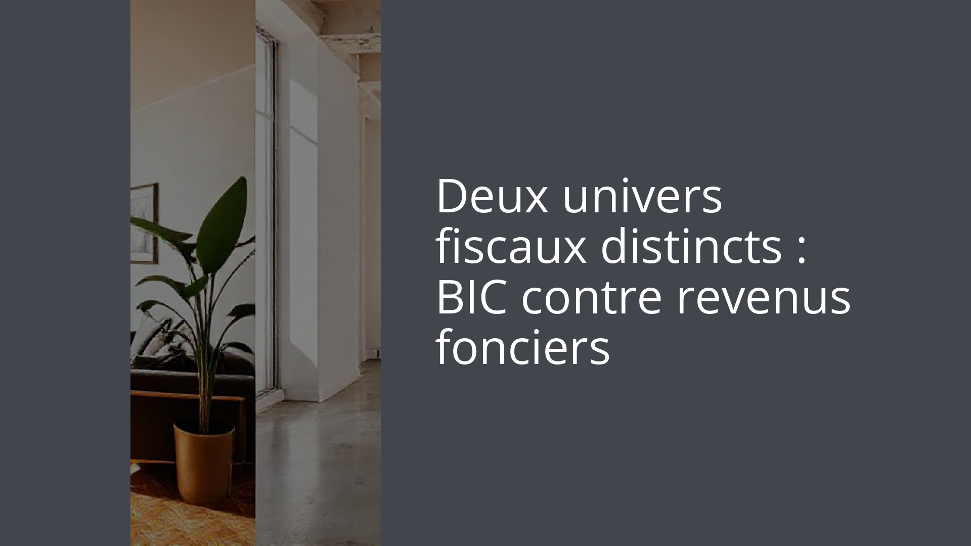 Deux univers fiscaux distincts : BIC contre revenus fonciers