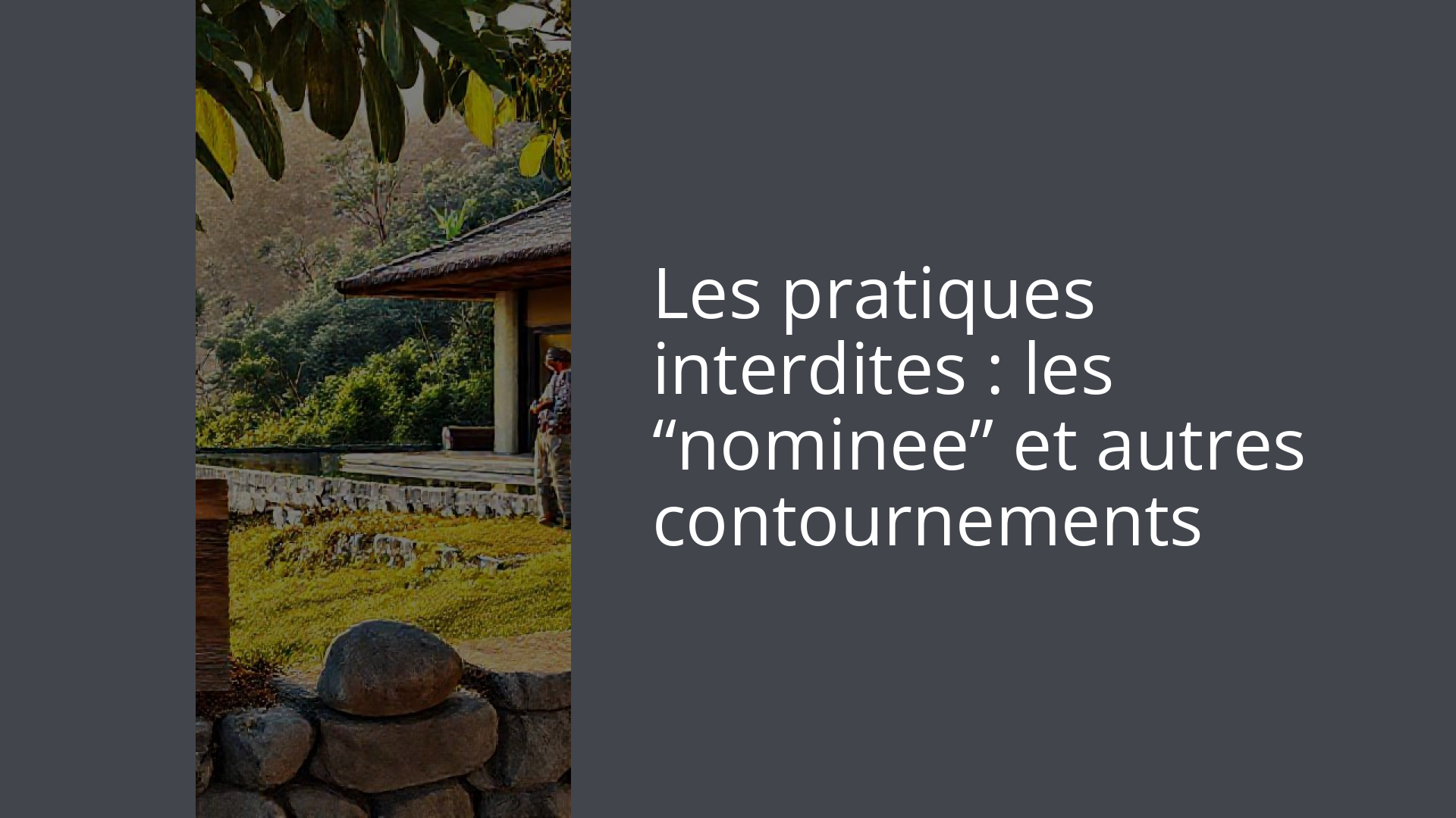 Les pratiques interdites : les “nominee” et autres contournements