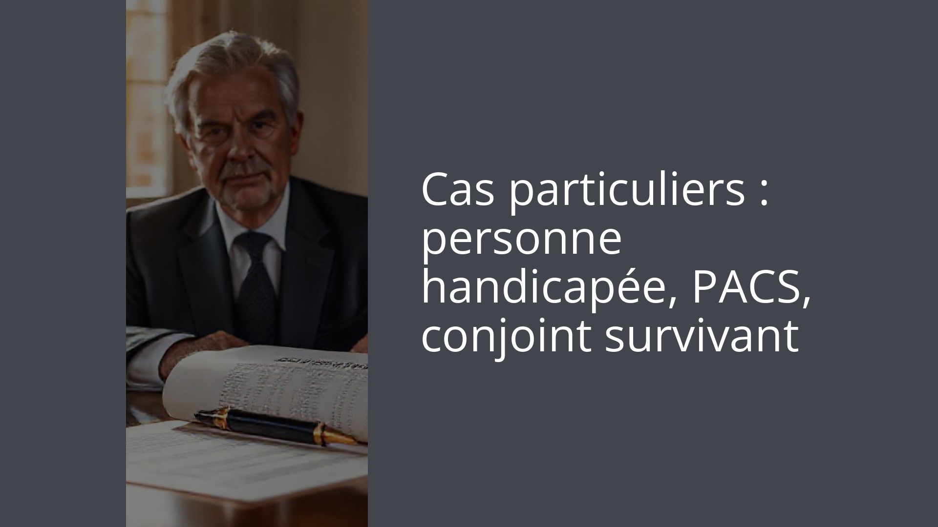 Cas particuliers : personne handicapée, PACS, conjoint survivant