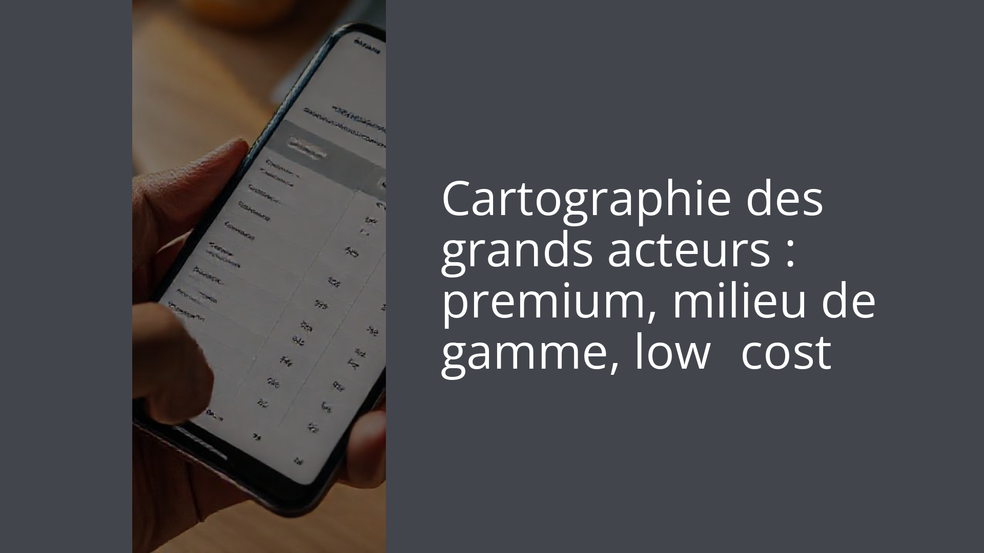 Cartographie des grands acteurs : premium, milieu de gamme, low‑cost