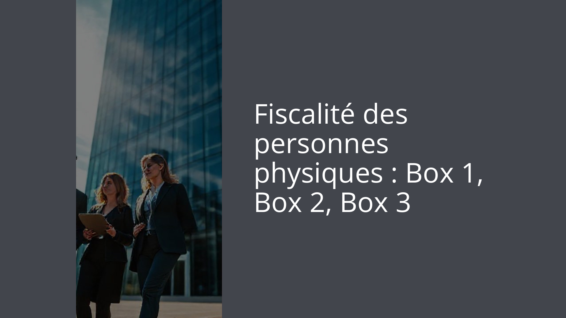 Fiscalité des personnes physiques : Box 1, Box 2, Box 3