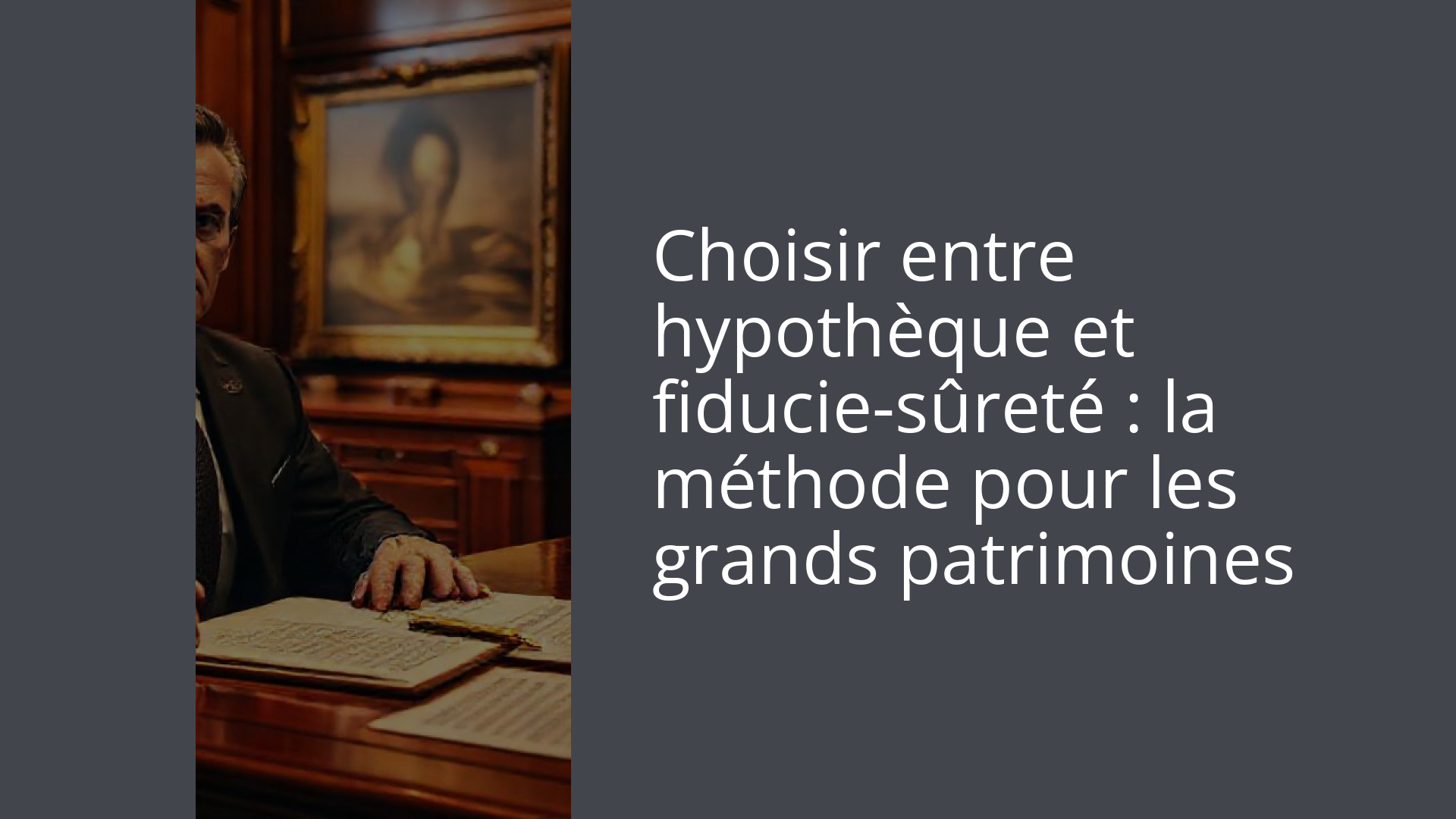 Choisir entre hypothèque et fiducie-sûreté : la méthode pour les grands patrimoines