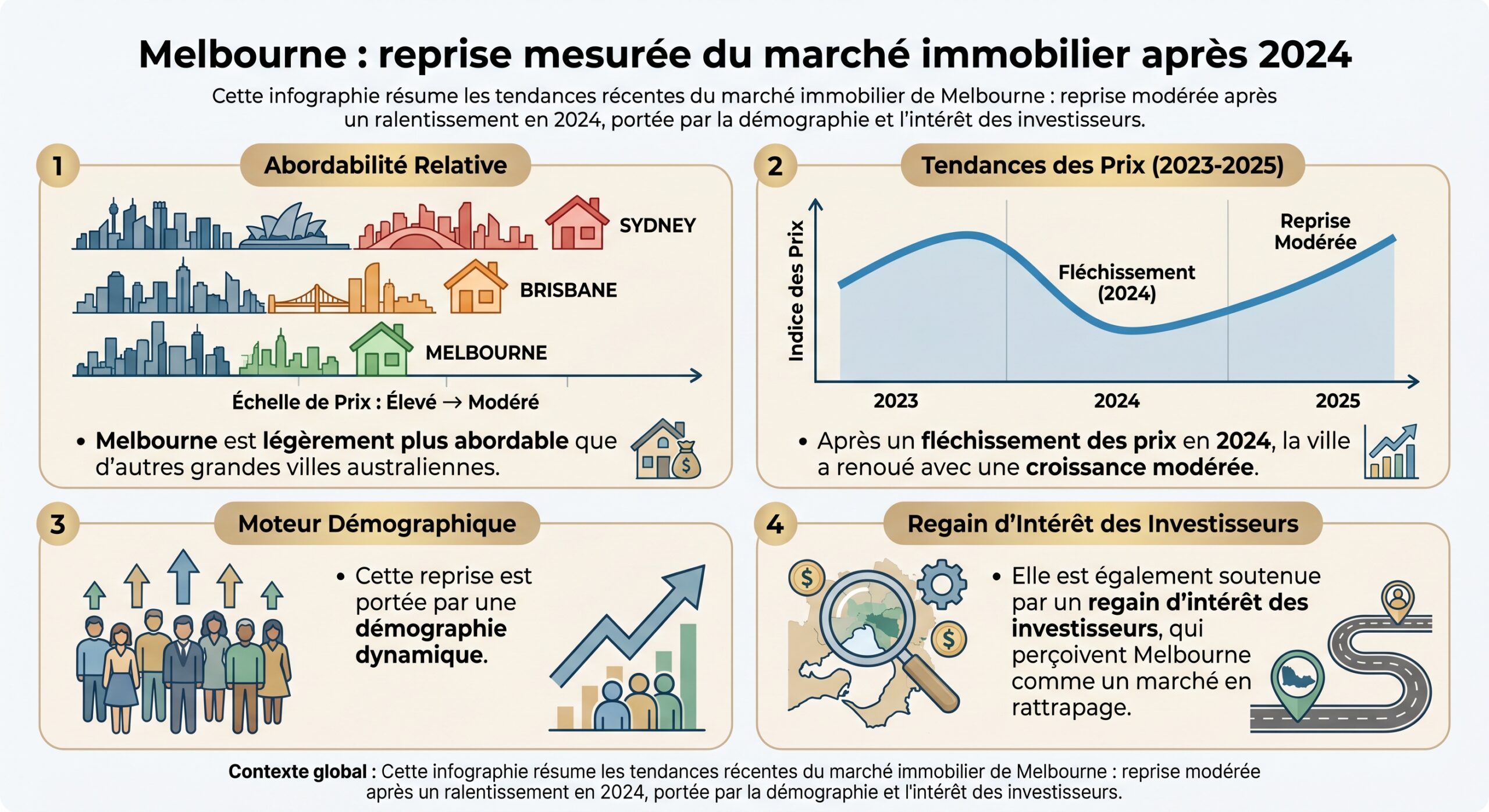 Melbourne : reprise mesurée du marché immobilier après 2024