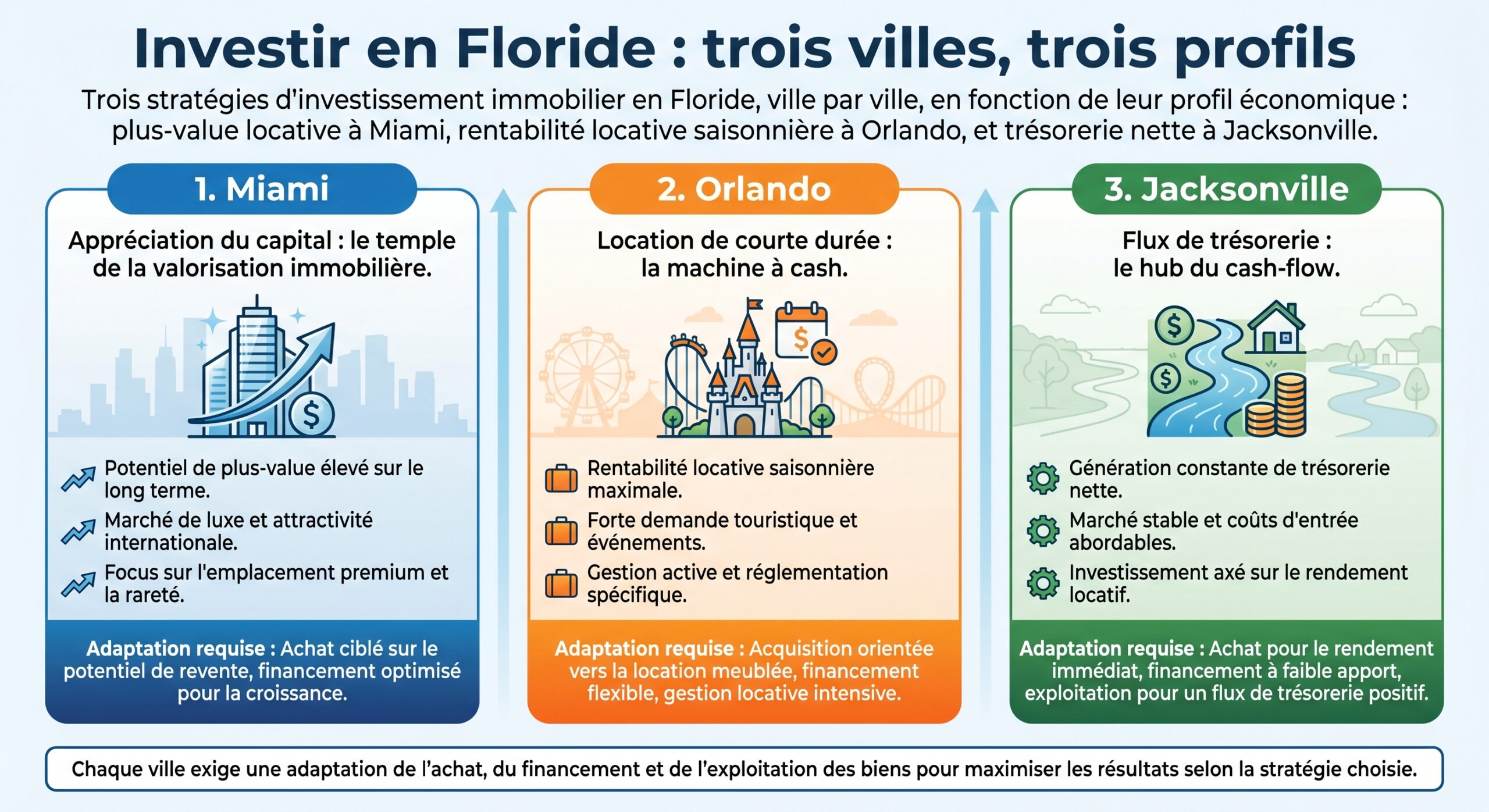 Investir en Floride : trois villes, trois profils
