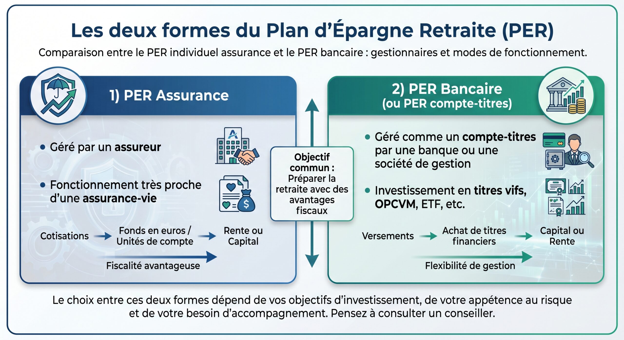 Les deux formes du Plan d'Épargne Retraite (PER)
