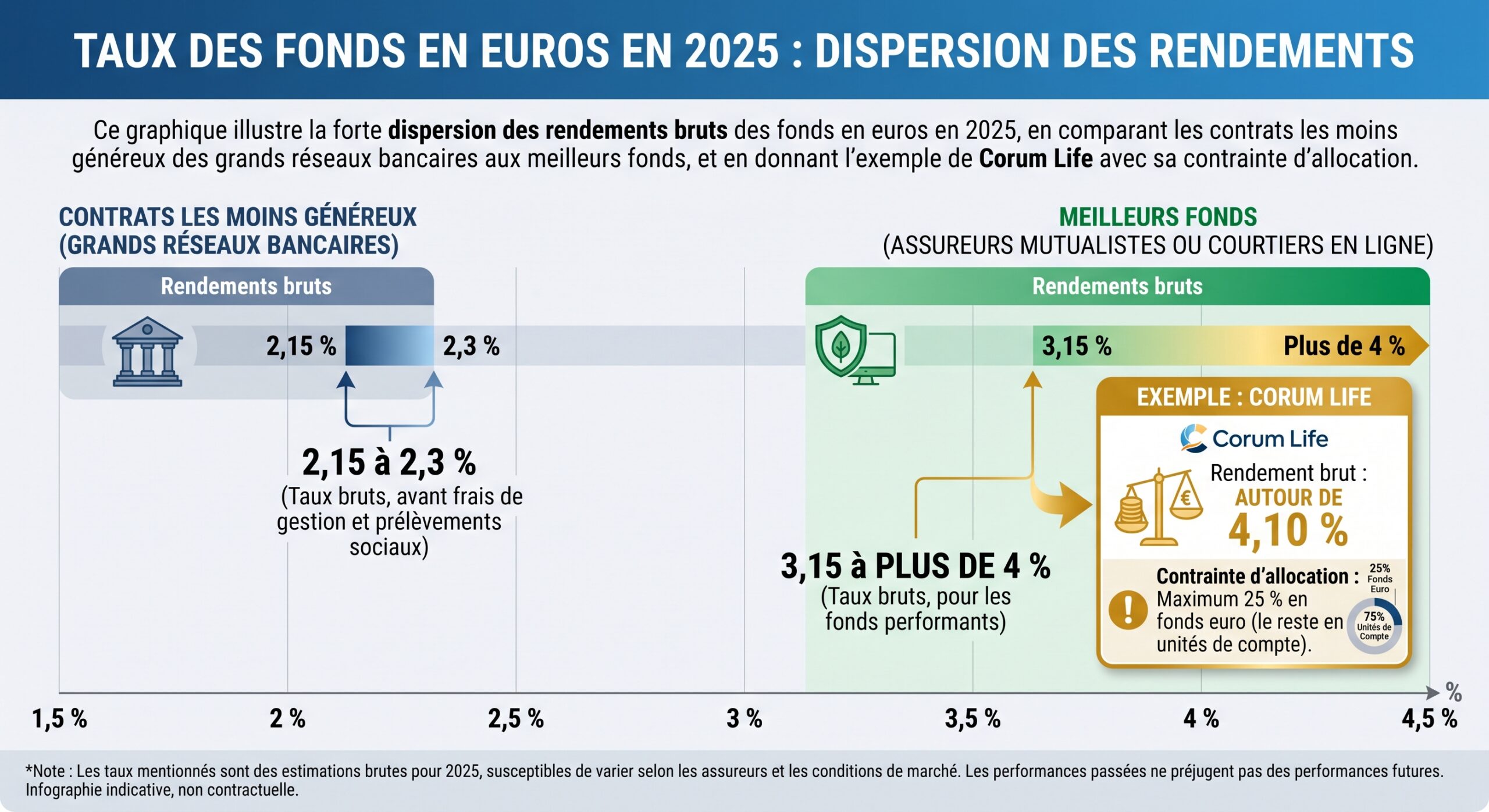 Taux des fonds en euros en 2025 : dispersion des rendements