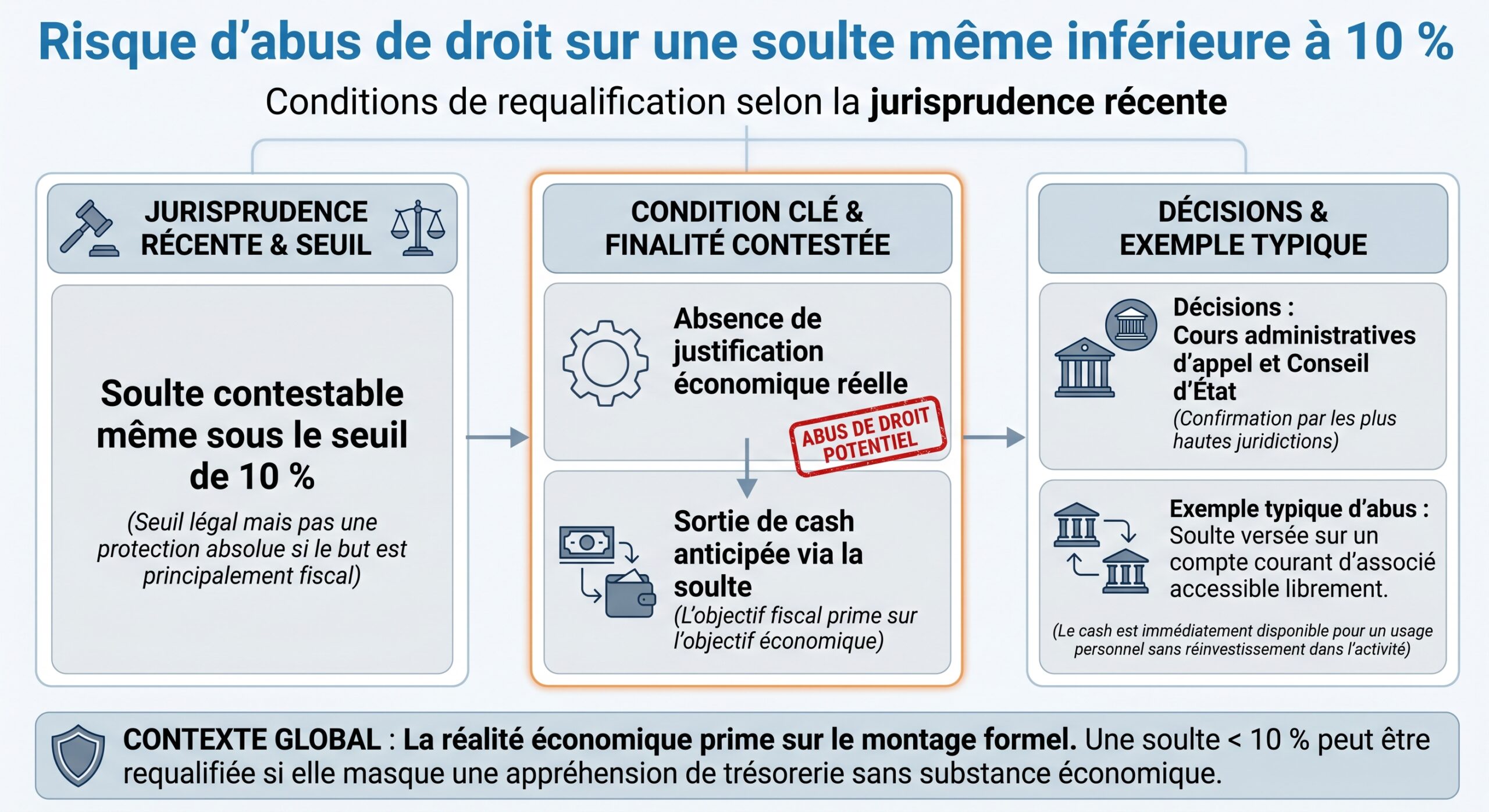 Risque d'abus de droit sur une soulte même inférieure à 10 %