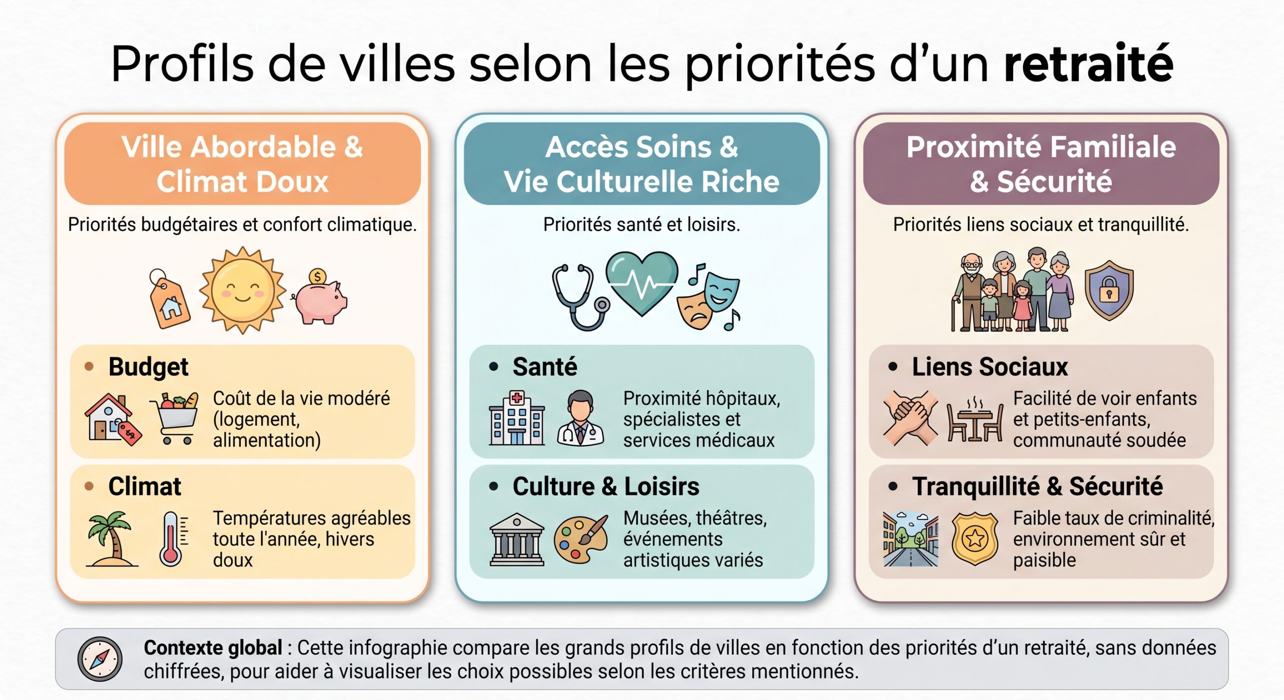 Profils de villes selon les priorités d’un retraité
