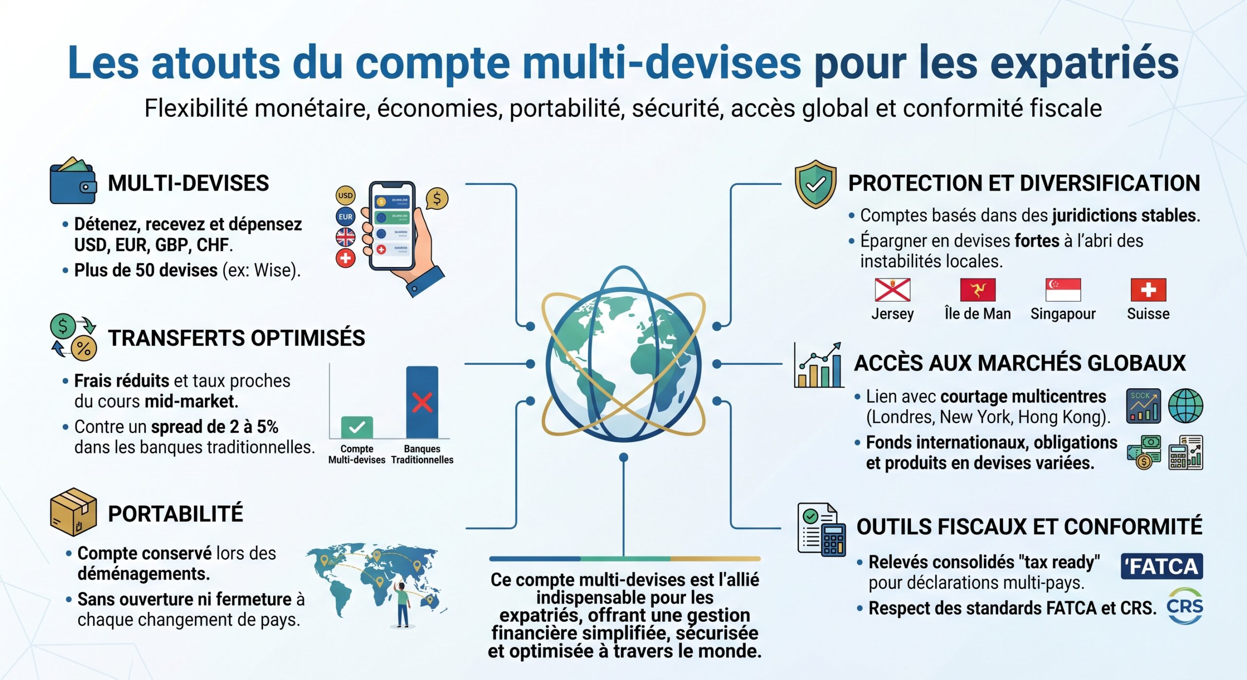 Les atouts du compte multi-devises pour les expatriés